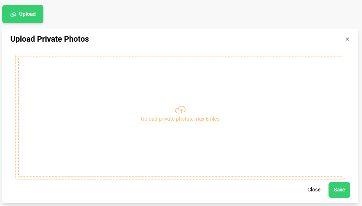 Upload window for private photos