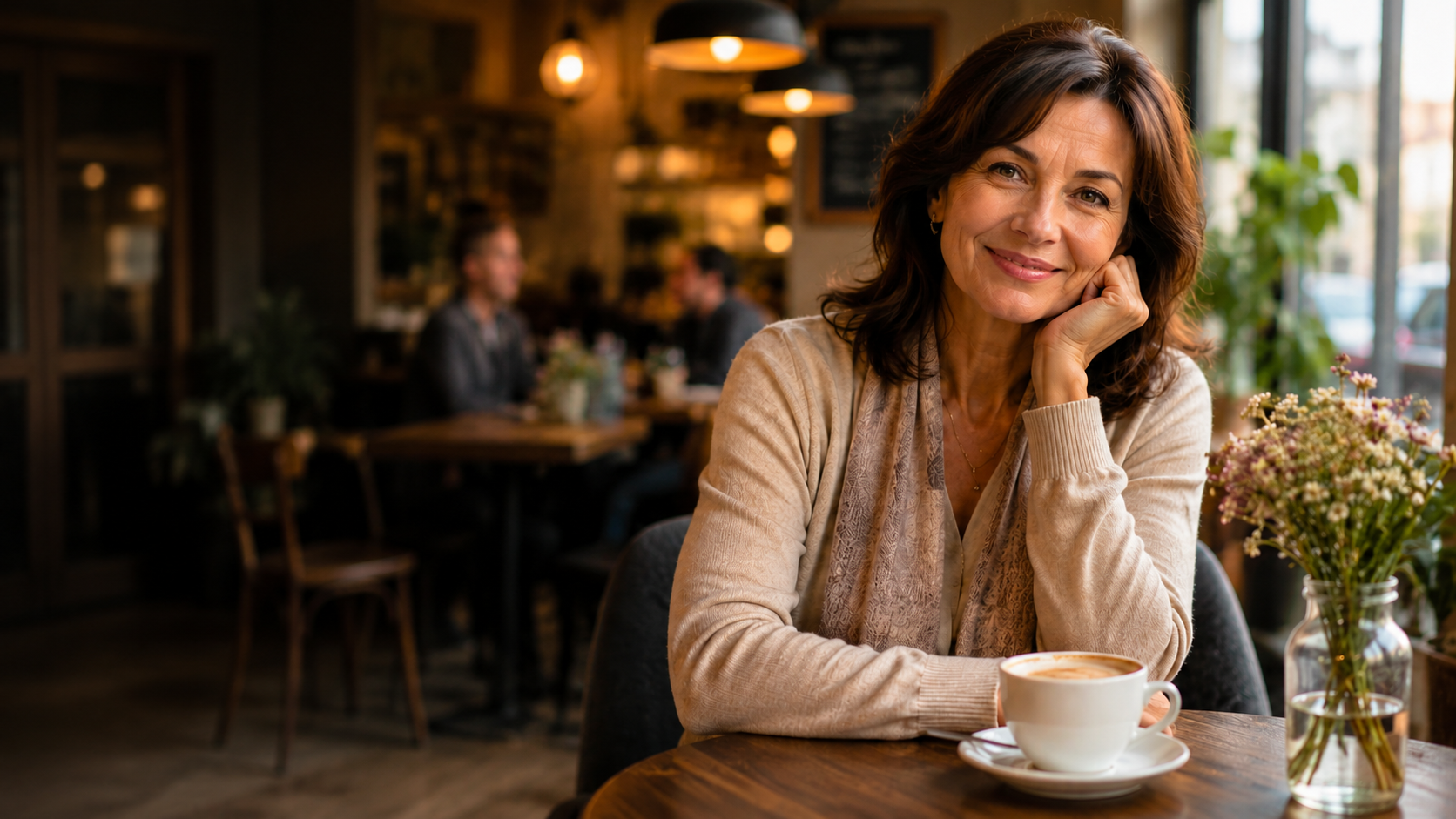 Ukrainian woman in a cafe